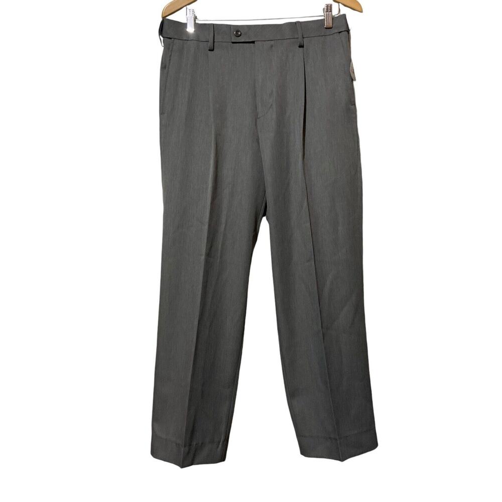 NEW Saddlebred 32x27 ~PROF HEMMED~ Comfort Waist Stretch Grey Flat Dress Pants